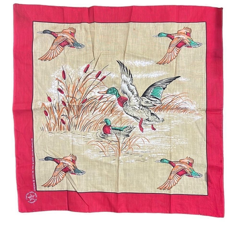 Vintage Wamcraft Bandana Handkerchief Ducks Crafted with Pride USA